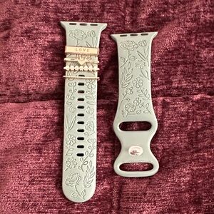 Floral Engraved Watch Band with Charms 38mm/40mm/41mm/42mm